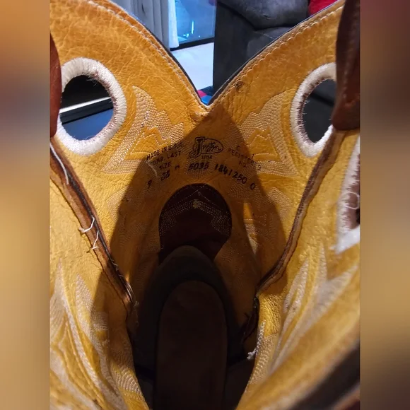 Justin Men's Cowboy Boots Brown Leather Sz 9 EE GUC - Picture 7 of 10